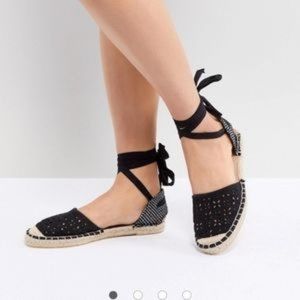 ASOS New Look Laser Cut Ankle Tie Espadrille